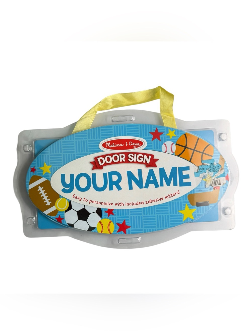Melissa &‎ Doug Sports Door Sign Personalized Name Kids Wooden Plaque NEW